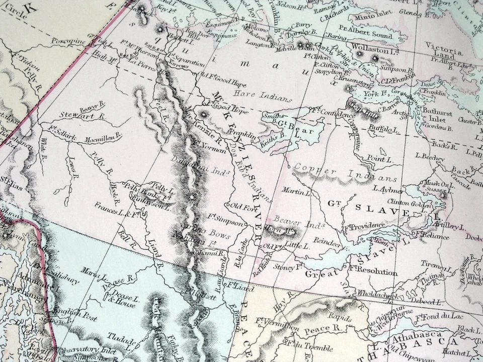 1891 MAPA ANTIGO DAS ANTIGAS PROVÍNCIAS DO CANADÁ ASSINIBOIA ATHABASCA / ALASCA GRONELÂNDIA - Imagem 3 de 4