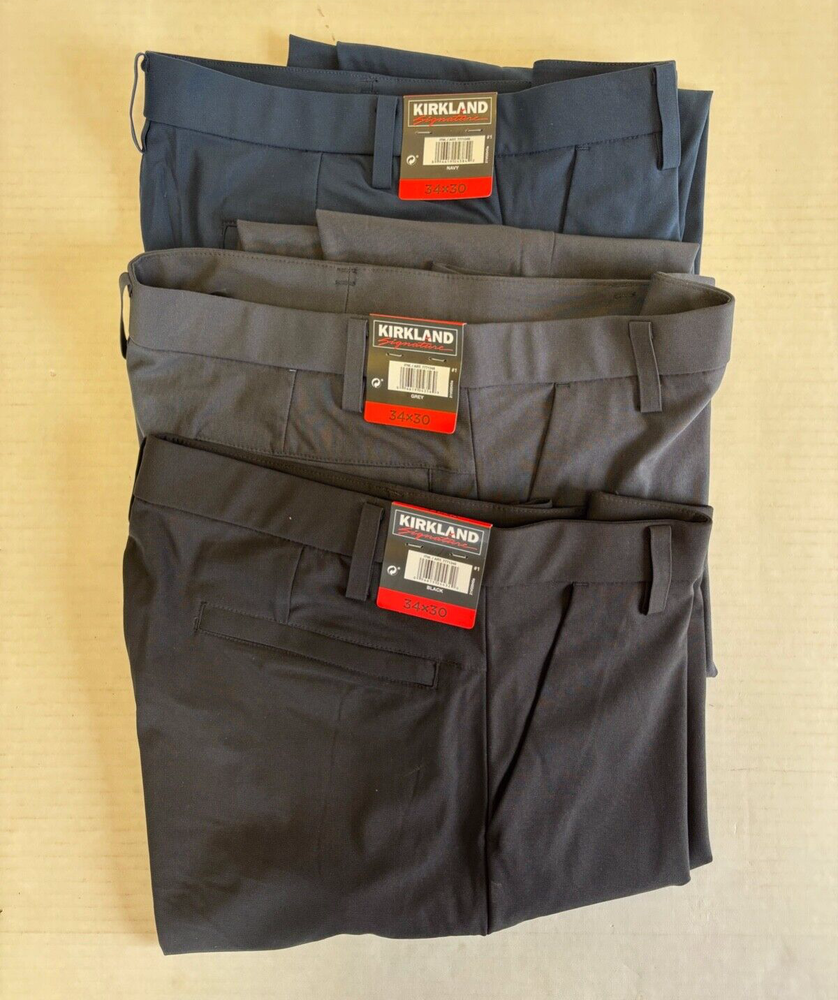 Kirkland Signature Men's Performance stretch Pant gray, navy, black, CHOOSE SIZE