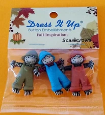 Dress It Up Buttons Scarecrows Jesse James Autumn Embellishments Shank-back