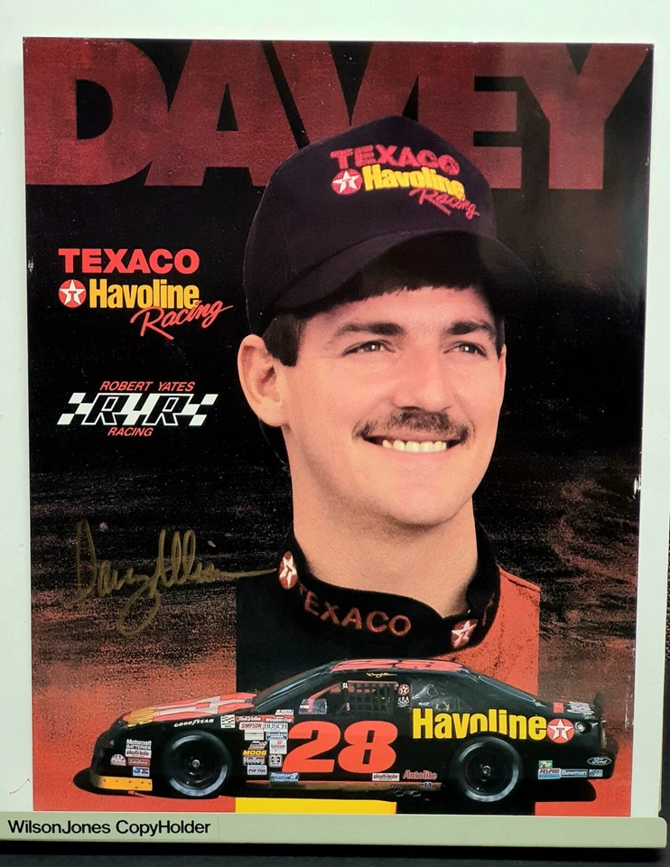 Tarjeta fotográfica firmada por NASCAR Davey Allision y caja de auto firmada por Cale Yarborough #29  Foto 4 de 4