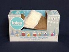 Totes Women's Slippers Memory Foam   Comfort Faux Fur Brown MD 7-8 NEW 
