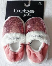 NWT BEBE GIRLS Little Girls Rose Pink Sequin Slippers Size XLarge 11/12  NEW