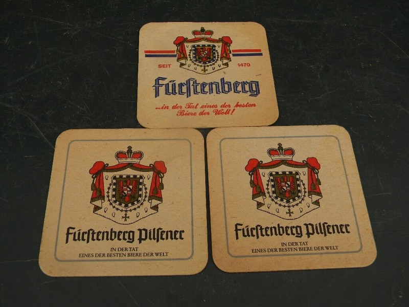 3 RARE FURFTENBERG FURSTLICH Beer Coasters Donaueschingen WURTTEMBERG GERMANY