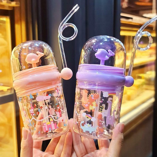 260ml Whale Water Cups Children Water Spray Cup Baby Feeding Straw Mug - Afbeelding 1 van 14