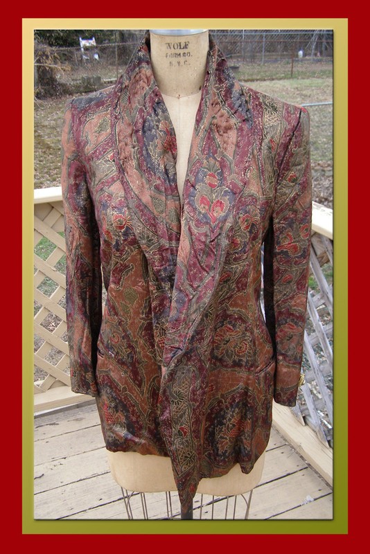 RARE sz 4 Vintage GENNY 1980s Gianni Versace designed Velvet Earthtone Blazer