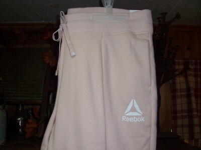REEBOK WOMENS LIGHT PINK JOGGER PANTS SIZE XXXL DRAWSTRING CASUAL LOUNGE ATHLETI