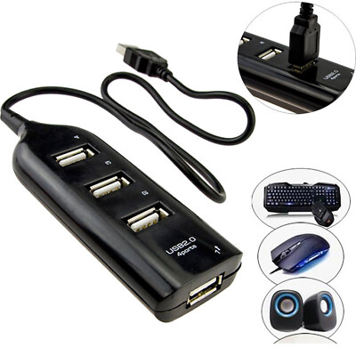 4 Port 2.0 USB For Laptop PC Mac Multi Hub Expansion Splitter Adapter High Speed