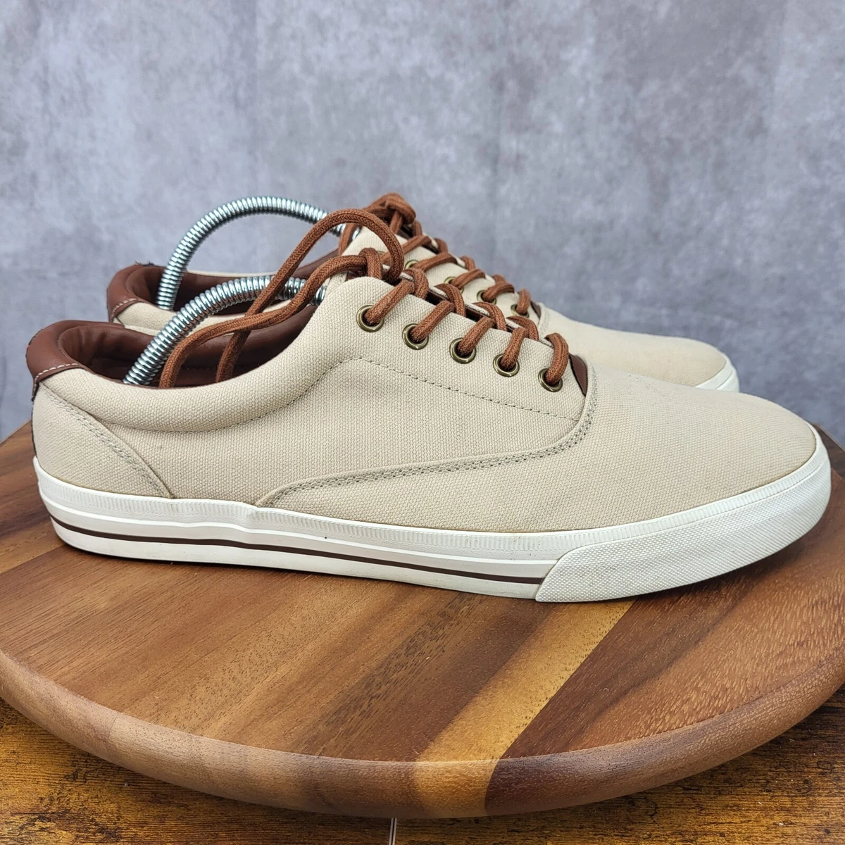 Tommy Hilfiger Sneakers Mens 12 W Beige Canvas Casual Shoes