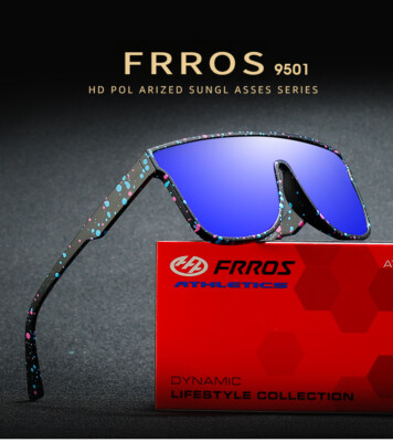 FRROS Sport Polarized Sunglasses Men Women Flat Top Large Square Driving Glasses
