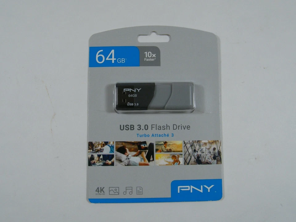 (2) PNY 64 GB USB 3.0 FLASH DRIVE NEW SEALED 4K - Image 2 of 4