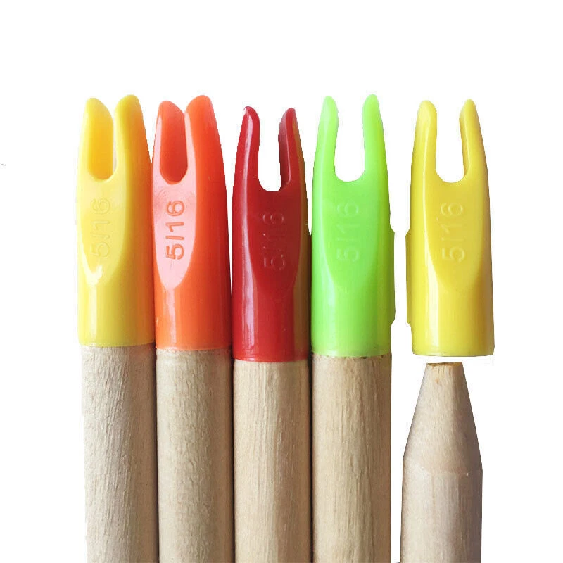 5/16 Archery Arrow Nocks Wood Bamboo Arrow Tails Glue-on Nock Shooting Hunt DIY - Image 2 of 4
