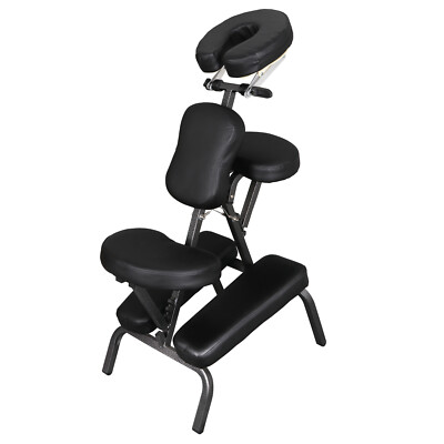 Portable Adjustable Massage Chair Spa Salon Massage Tattoo PU Leather Black