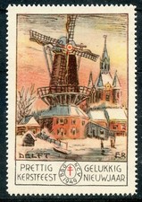 PAYS BAS ERINNOPHILIE TIMBRE VIGNETTE PRETTIG GELUKKIG KERSTFEEST NIEUWJAAR 1949