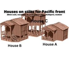 Eskice Miniatures WW2 Pacific Vietnam War Stilt Houses Asia Terrain Scenery 28mm