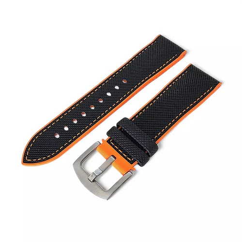 Elite Hybrid FKM Rubber Sailcloth Divers Watch Strap Band Two Piece 20 21 22 mm - Picture 10 of 94