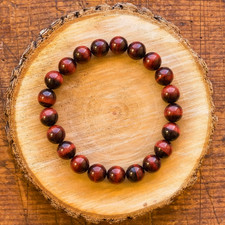 Natural Red Tiger Eye 8mm Beaded Healing Reiki Gemstone Crystal Stretch Bracelet