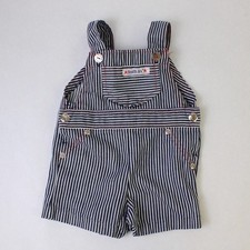 Vintage Health-Tex Navy and White Striped Shortalls Baby's Size 3/6 Mos