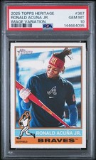 2025 Topps Heritage Ronald Acuna Jr. IMAGE VARIATION SSP #367 Braves PSA 10