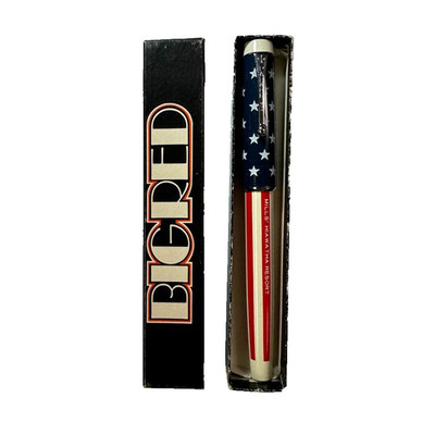 Vintage Parker Big Red White Blue Ballpoint Pen   Chrome Mills Hiawatha Resort
