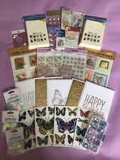 Box Full Of Crafting Goodies, Card Blanks, Embellishments, Packs of Stickers Etc
