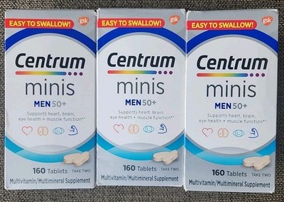 3 Centrum Minis Men 50+ MultiVitamin 160 Tablets Each 05/2026 Sealed