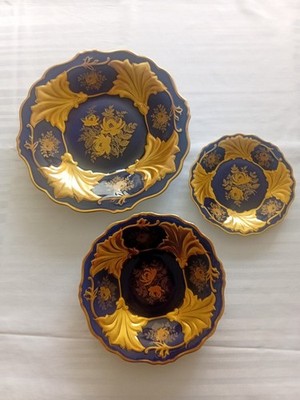Weimarer Porzellan Jutta Kobalt Blau 3er Set Schalen