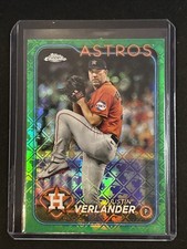🔥Justin Verlander 2024 Topps Chrome Logofractor #291 Green 87/99 Astros
