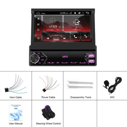 7" Autoradio Radio Single 1 DIN Flip Out Touchscreen MP5 Player USB Bluetooth - Bild 18 von 22