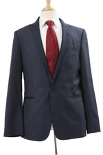John Varvatos Star USA Mens Blazer Blue Wool Geometric Size 42