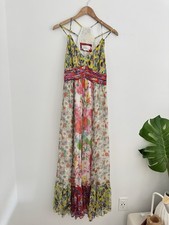 Anthropologie Dress Malibu Floral Maxi Dress Flounced Hem Multicolor Sz 4