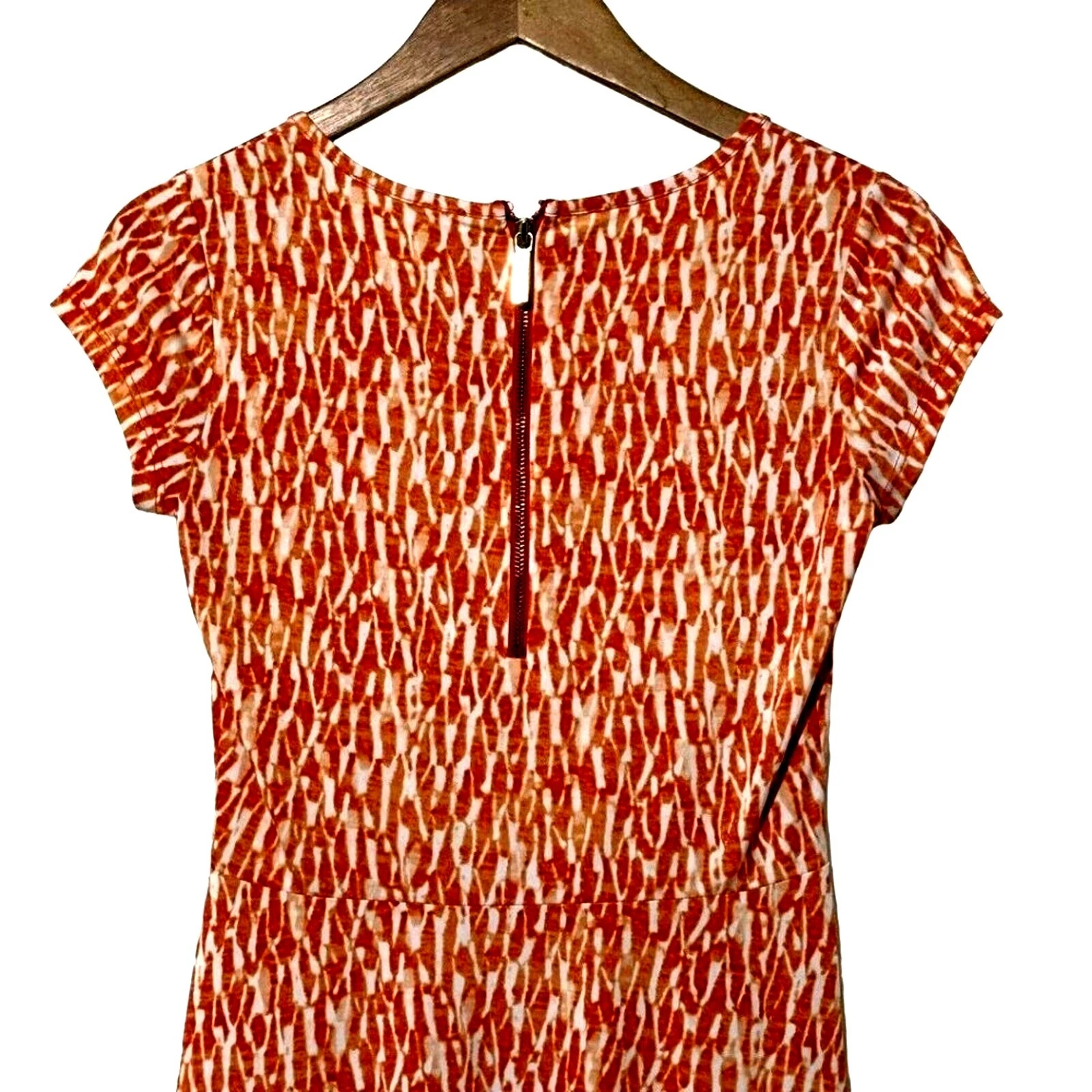 Abito Michael Kors donna XS arancione e bianco fantasia manica ad aletta