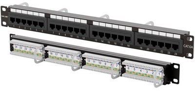 10Gbps Cat6A Patch Panel 24 Port, RJ45 Patch Panel UTP 19-Inch, 1U Network Pa...