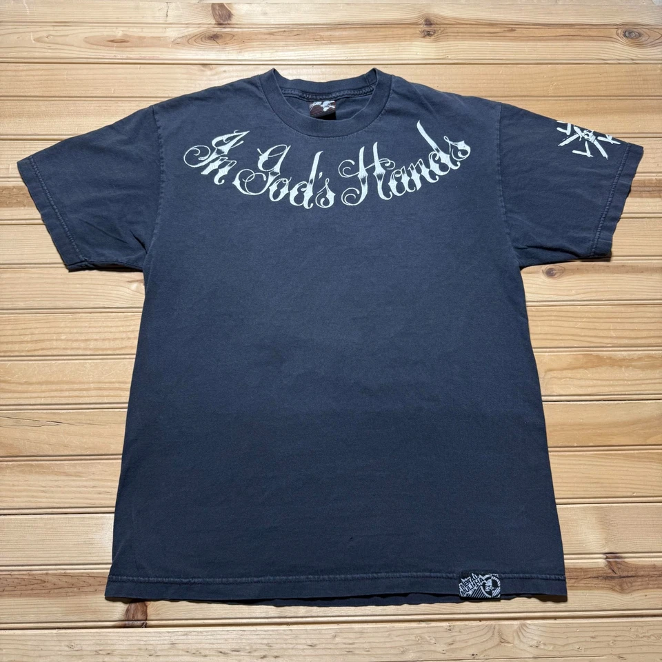 Camisa grunge capacete piloto caveira metal Mulisha Lusk Memorial In Gods Hands média - Imagem 2 de 4