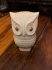 Vintage 70s Avon Milk Glass Owl 'Moonwind' Eye Sachet- Rose Gold Eyes