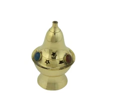 Brass Cone Incense Burner 4" Tall Censer Resin Burner Choose From Two Designs