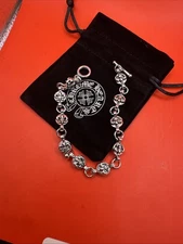 Vintage Chrome Hearts Ball  Stainless Bracelet 8 1/2 Inch & Dust Bag