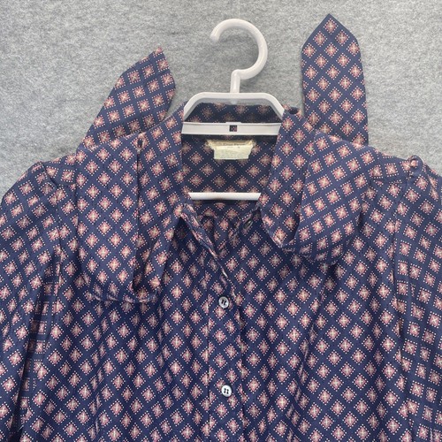 Vtg 80s Evan-Picone Lord Taylor Women Sz 8 Button Up Shirt W/Neck Tie Geometric - Picture 4 of 6