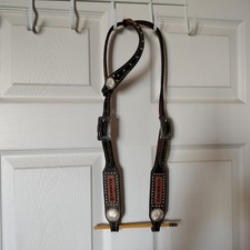 Western Show Headstall Bridle Silver Overlay One Ear