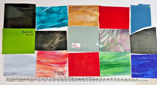 9 Pounds -15 oz Box of Assorted Multicolor Stained-Glass Large Scraps/Sheets