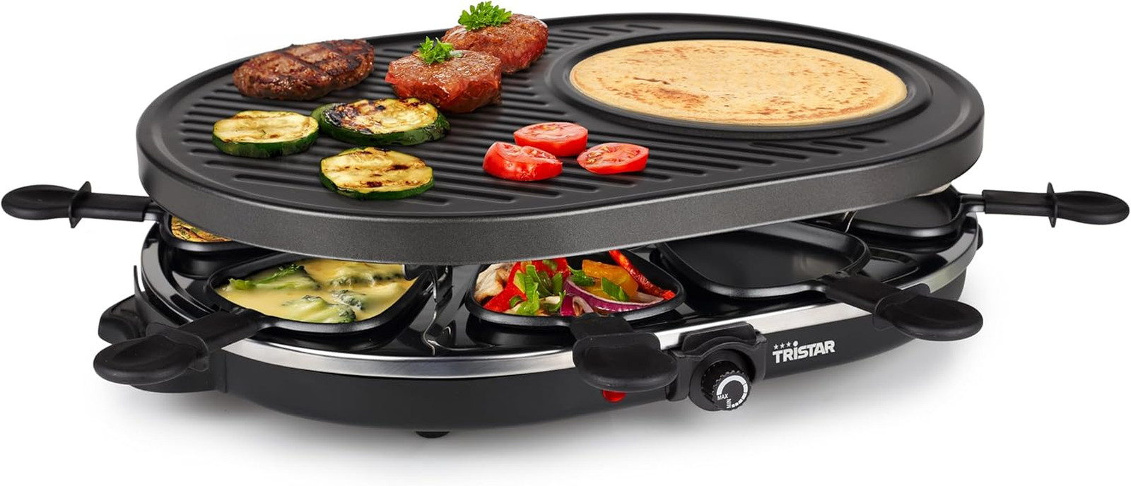 Offerta Raclette 8 Persone 43x30 cm | Piastra Grill Nero Antiaderente