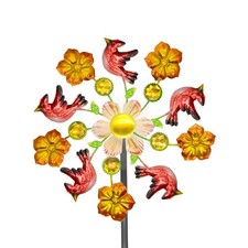 40-Inch Solar Wind Spinner for Yard  Garden - Kinetic Outdoor Decor with LEDs