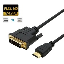 New HDMI to DVI-D 24 1 Pin Monitor Display Adapter Cable Male/Male HD HDTV 6 FT