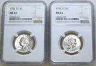 1955-D Washington Quarter NGC MS64 Frosty White New Holder lot of 2 coins #N400M