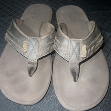 FLOJOS BROWN SANDALS US 9 LEATHER SLIP ON MENS SUMMER FLIP FLOP SHOES