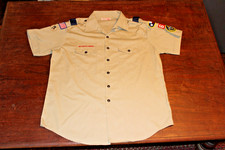 Boy Scouts of America BSA Men's Shirt Tan X-Large XL Glued Patches Short Sleeve