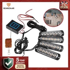 4x6  Amber LED Strobe Grille Light Bar - Emergency Flashing Beacon for Vehicles