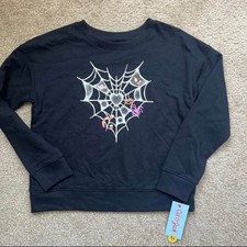 Girls Cat  Jack Halloween Spider Web Sweatshirt S, M, L NWT