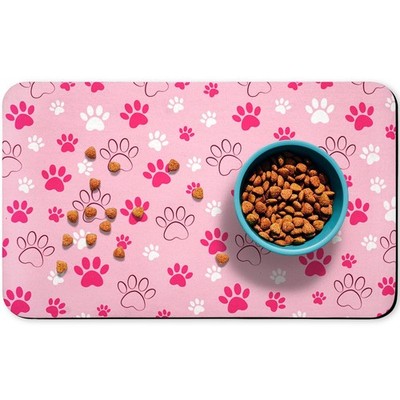 Dog Food Mat, Absorbent Water Bowl Mats Cat Pet Feeding Placemats Pink 12 * 2...