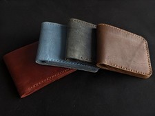 Men's Handcrafted Cowhide Genuine Leather Bifold Wallet Gray