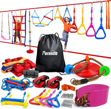 Ninja Warrior Obstacle Course for Kids-Playground Fitness Equipment Ninja Slackl